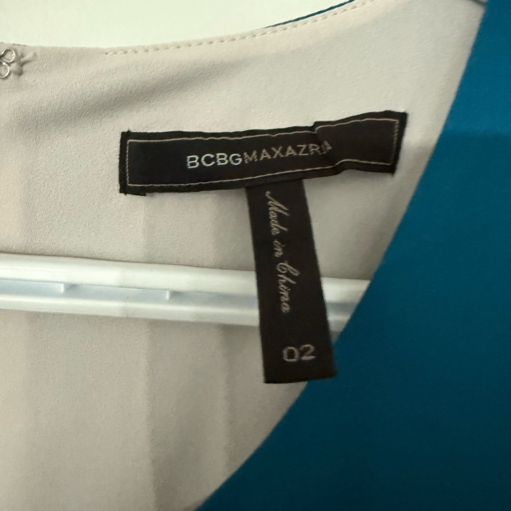 BCBGMaxAzria Teal and Navy Asymmetrical Dress - Picture 2 of 3